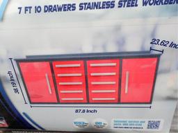 Steelman 7' 10-Drawer, 2-Door Work Bench (Red)