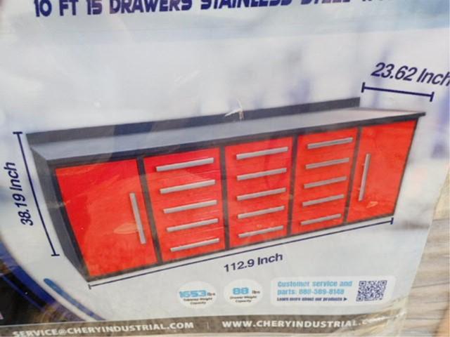 10' 15-Drawer, 2-Door Steel Work Bench