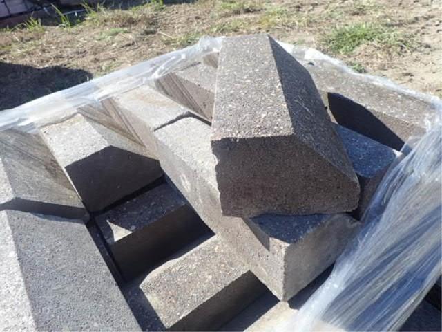 (2) Pallets, Approx 45 Angle Concrete Blocks