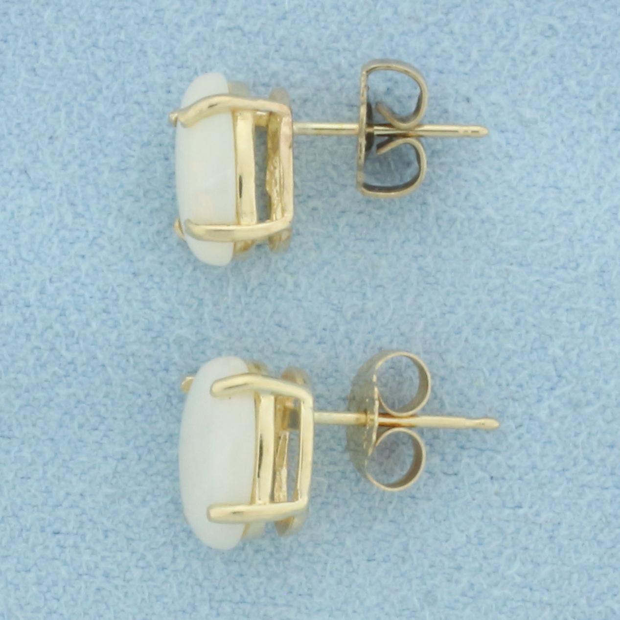 Opal Stud Earrings In 14k Yellow Gold