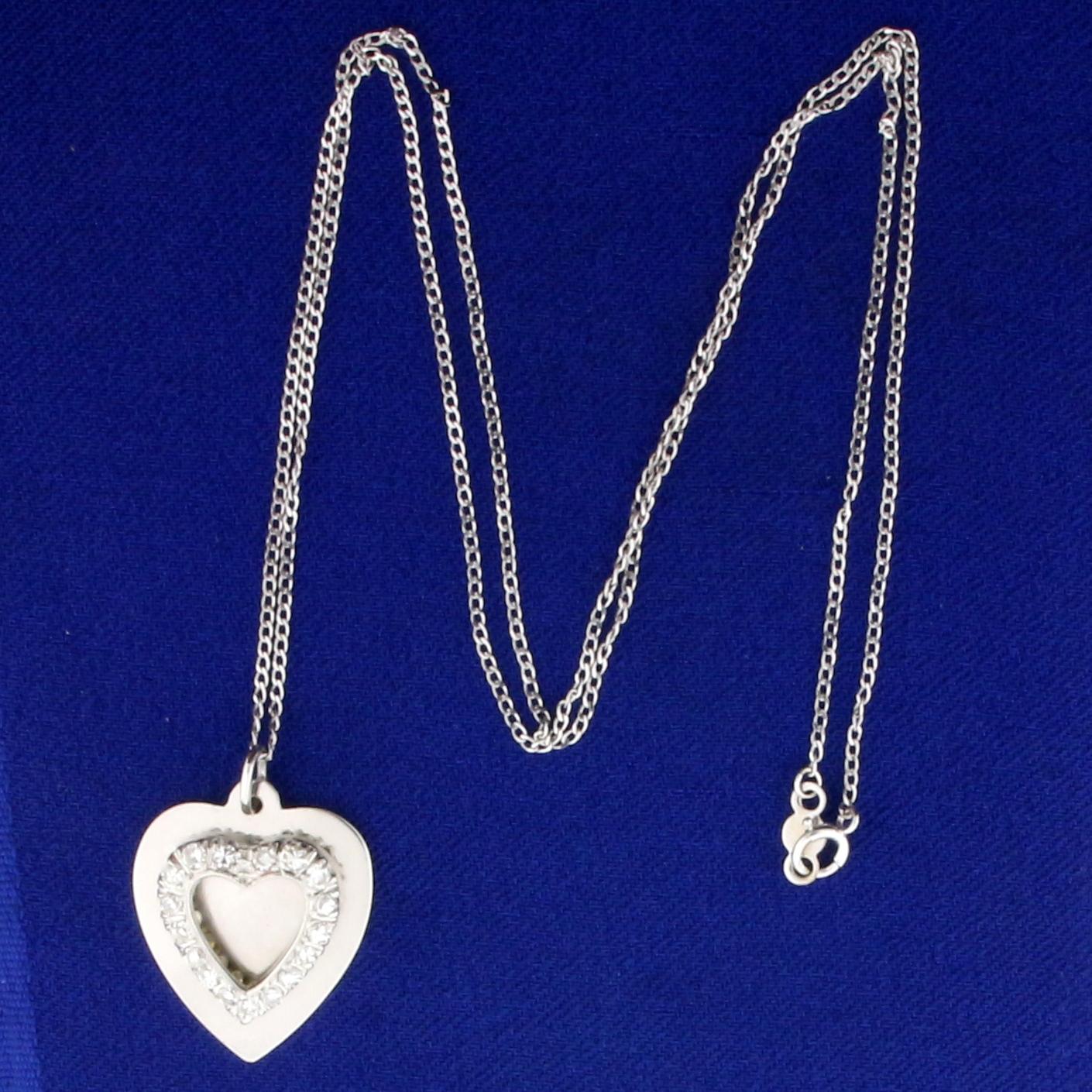 1/3ct Tw Diamond Heart Pendant With Chain In 14k White Gold