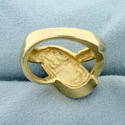 Mother Of Pearl And Onyx Ring In 14k Yellow Gold
