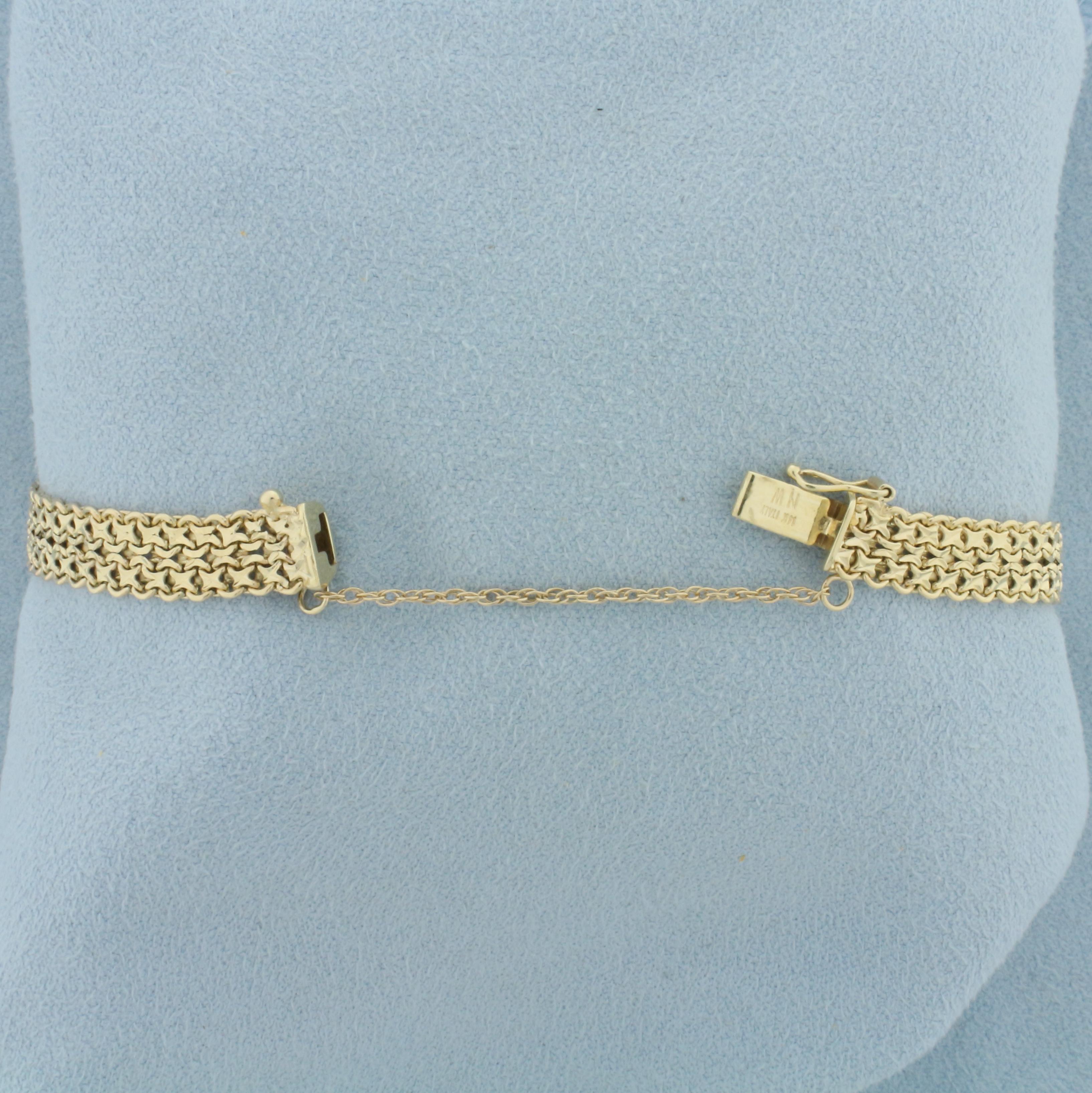 Italian Diamond Cut Mesh Bracelet In 14k Yellow Gold