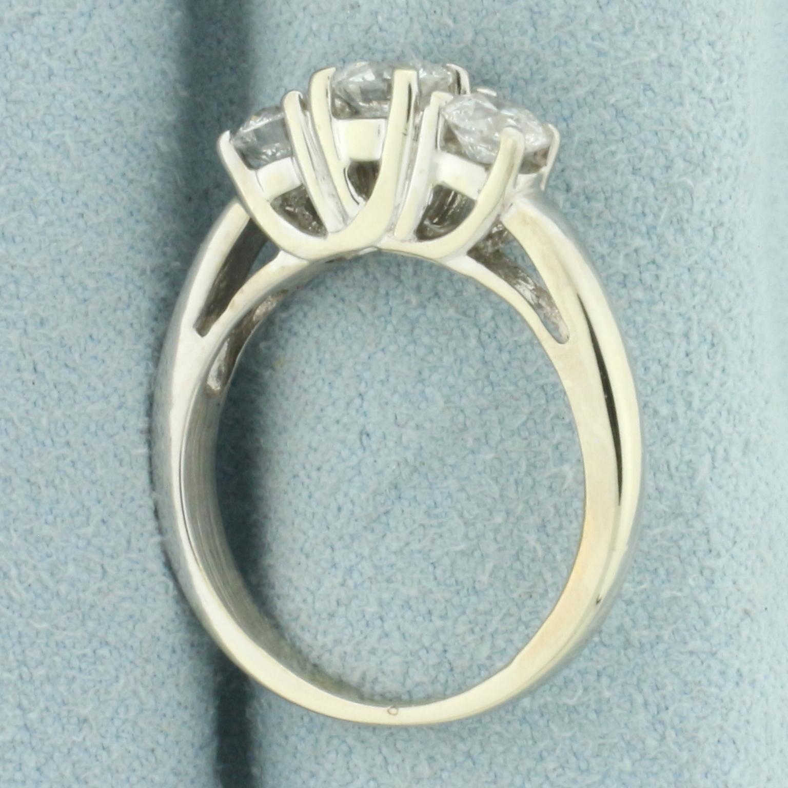 3-stone Diamond Wedding Ring In 14k White Gold