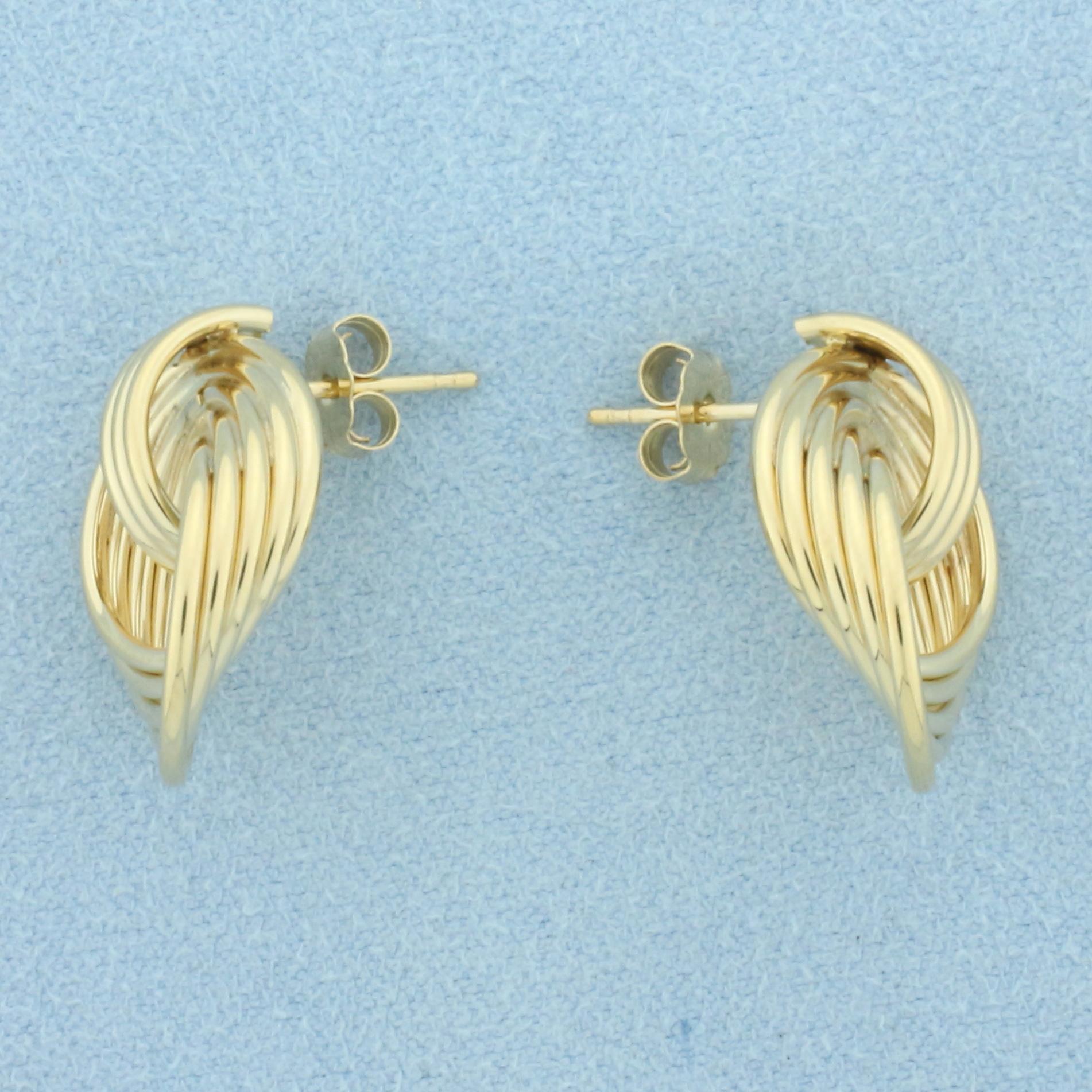 Doorknocker Knot Design Earrings In 14k Yellow Gold
