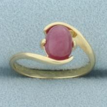 Natural Cabochon Ruby Bypass Ring In 14k Yellow Gold