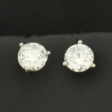 Gia Certified 2ct Tw Diamond Stud Earrings In Platinum Martini Settings