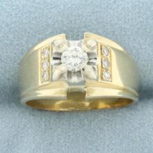 Diamond Illusion Set Ring In 14k Yellow And White Gold