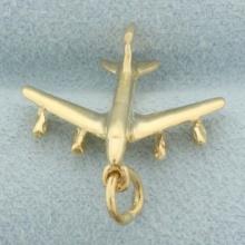 3-d Passenger Jet Airplane Charm In 14k Yellow Gold