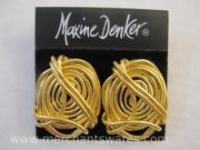 New Maxine Denker Gold Tone Twisted Wire Earrings, 1 oz