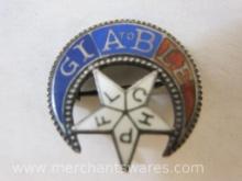 Early Sterling Silver Enameled Shriner's Pin, GIA to BLE, 1.8 g