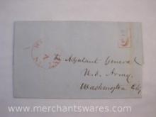Stampless Cover Red Stamp West Point NY to Washington DC Sept 14 1846, Addressed to Adjutant General