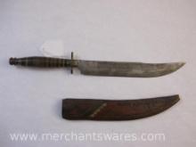 Vintage Knife with Leather Sheath, see pictures AS IS, 6 oz