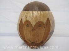 Hand Carved Coconut Monkey Bank, made in Indonesia