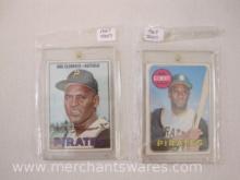 Two Bob Clemente Topps MLB Trading Cards, 1967 card #400, 1969 card #50, 4 oz