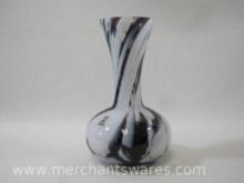 Skruf Sweden Exclusively Hand-Crafted Black and White Glass Vase, 1 lb 5 oz