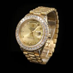 Rolex Day-Date 36mm Yellow Gold Mens Diamond Wristwatch