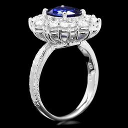 18k Gold 2.00ct Sapphire 2.00ct Diamond Ring
