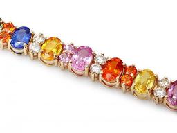 14k Y Gold 18ct Sapphire 1.80ct Diamond Bracelet