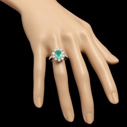 14k White Gold 1.50ct Emerald 1.45ct Diamond Ring