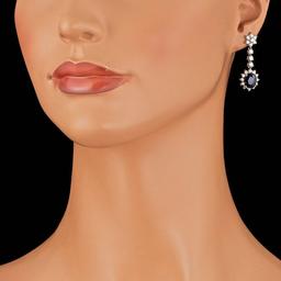 14k Gold 4.50ct Sapphire 2.35ct Diamond Earrings