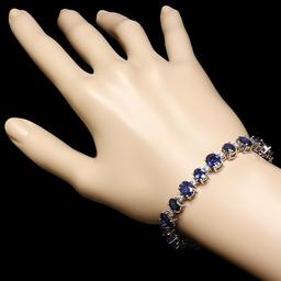14k Gold 21.00ct Sapphire 1.70ct Diamond Bracelet