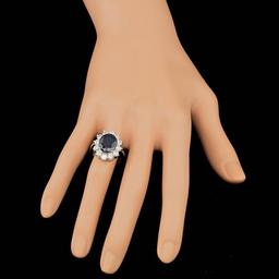 14k Gold 5.00ct Sapphire 2.50ct Diamond Ring