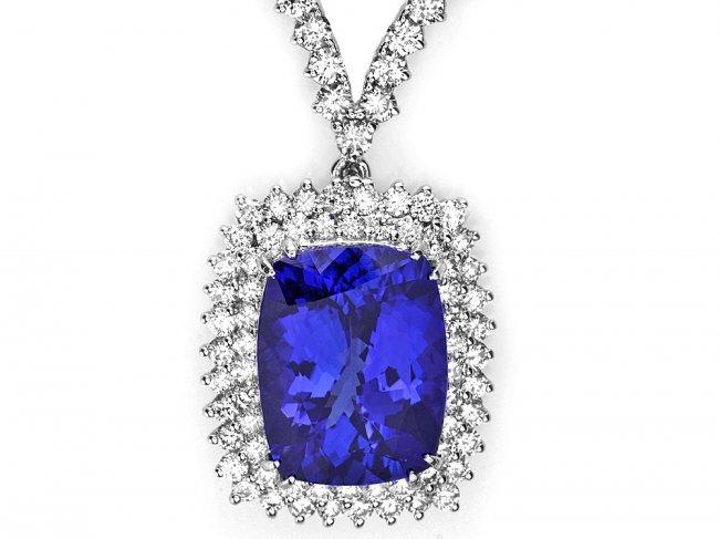 18k 17.50ct Tanzanite 7.35ct Diamond Necklace