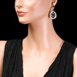 14k Gold 11.50ct Sapphire 3ct Diamond Earrings