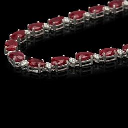 14K Gold 37.05ct Ruby 1.35ct Diamond Necklace