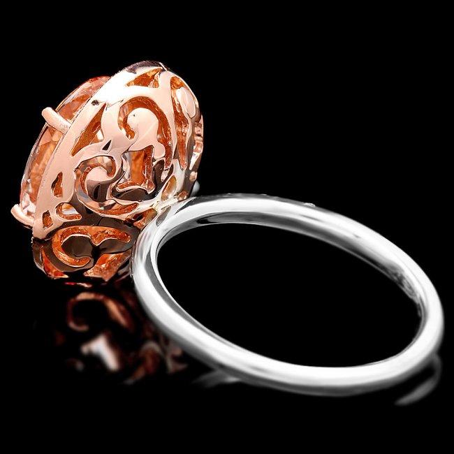 14k Gold 4ct Morganite .40ct Diamond Ring