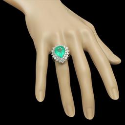 14K Gold 5.97ct Emerald & 2.40ct Diamond Ring