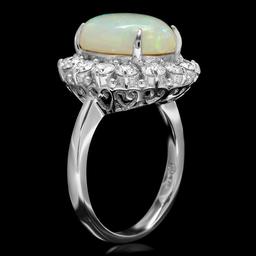 14k White Gold 4.50ct Opal 1.40ct Diamond Ring
