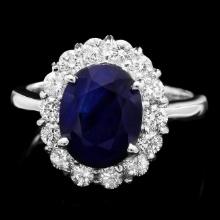 14k Gold 4.00ct Sapphire 1.00ct Diamond Ring