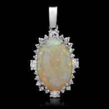 14K Gold 5.87ct Opal 1.11ct Diamond Pendant