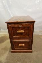 Oak 2 DrawerFile Cabinet With Key