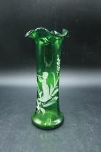 Green Mary Gregory Vase