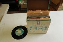 Vintage Platter-Pak Stacking 45 RPM Box With Records