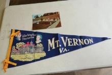 Vintage Mt. Vernon Banner And Early Postcard Of Kennedy's Grave