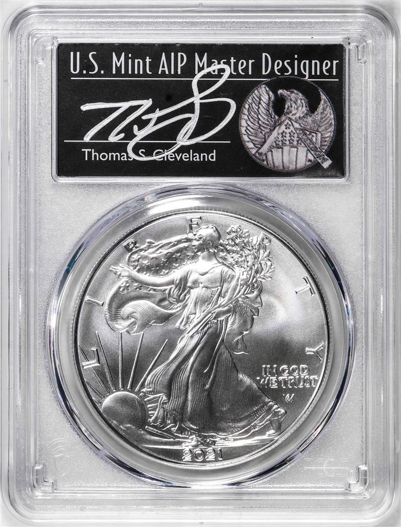 2021 Type 2 $1 American Silver Eagle Coin PCGS MS70 Cleveland Signature FDOI