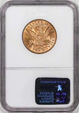 1893 $10 Liberty Head Eagle Gold Coin NGC MS62