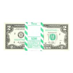 Pack of (100) Consecutive 2013 $2 Federal Reserve STAR Notes New York