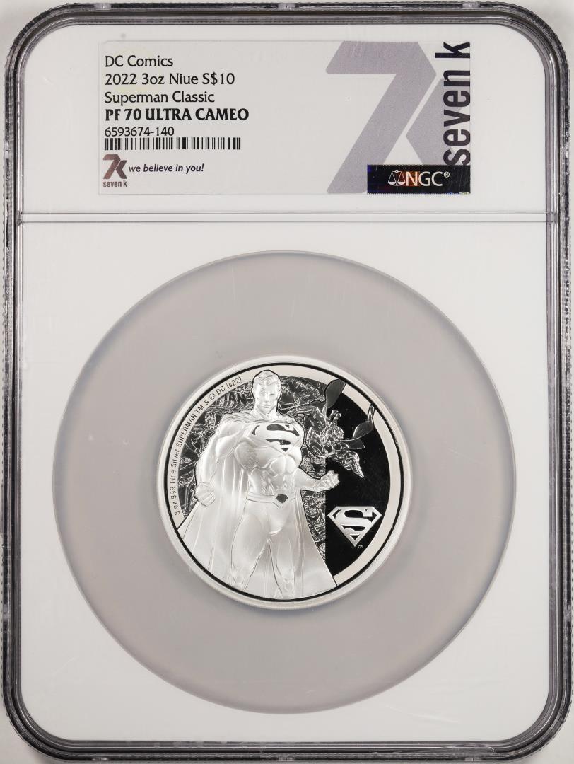 2022 Niue $10 Proof DC Comics Superman Classic 3oz Silver Coin NGC PF70 Ultra Cameo