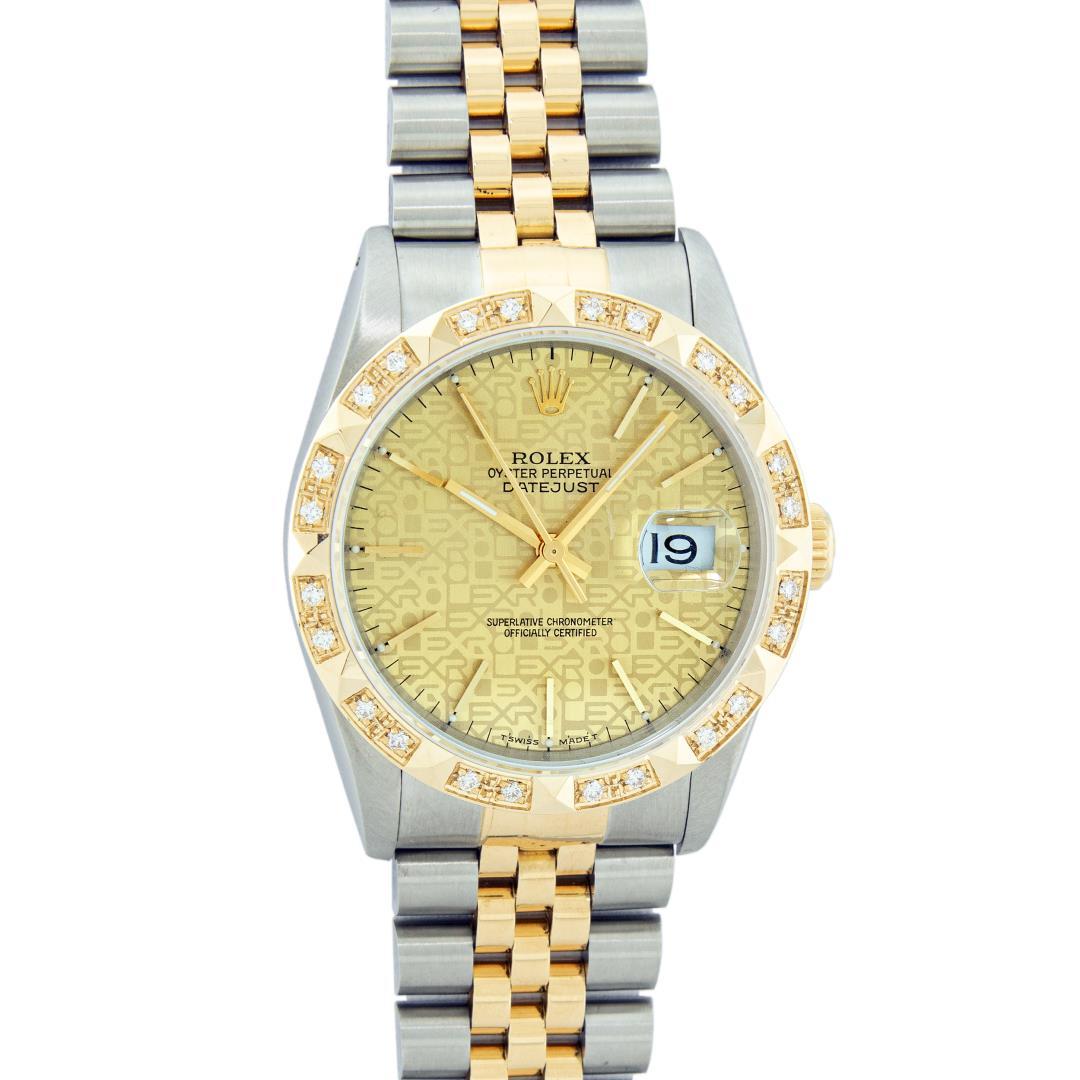 Rolex Men's Two Tone Champagne Jubilee Diamond Datejust Wristwatch