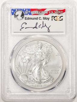 2015-W $1 Burnished American Silver Eagle Coin PCGS SP70 Edmund C. Moy Signature