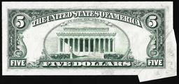 1977A $5 Federal Reserve Note New York Gutter fold Error
