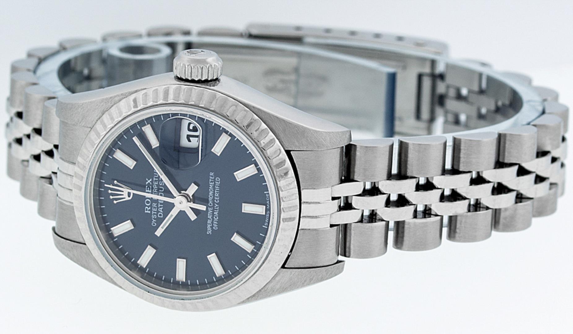 Rolex Ladies Stainless Steel Blue Index Datejust Wristwatch