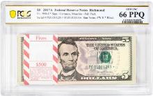 Pack of 2017A $5 Federal Reserve STAR Notes Richmond Fr.1998-E* PCGS Gem UNC 66PPQ