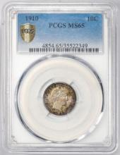 1910 Barber Dime Coin PCGS MS65