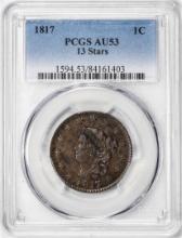 1817 13 Stars Coronet Head Large Cent Coin PCGS AU53